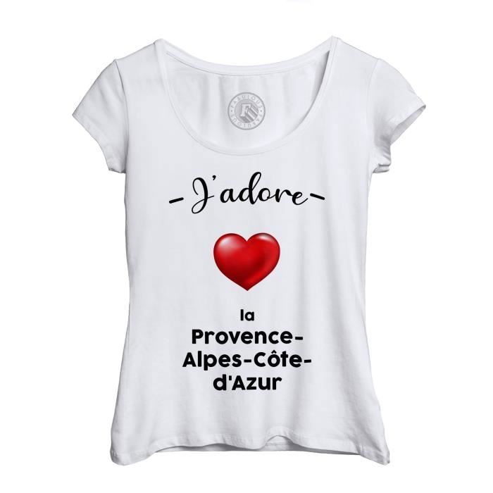 T shirt Femme Col Echancr J adore La Provence Alpes Cote D Azur