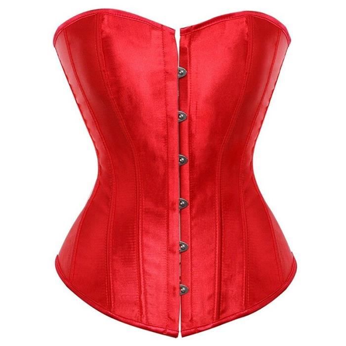 Sexy Satin Dentelle dans le Dos Overbust Corset De Mariage Corselet