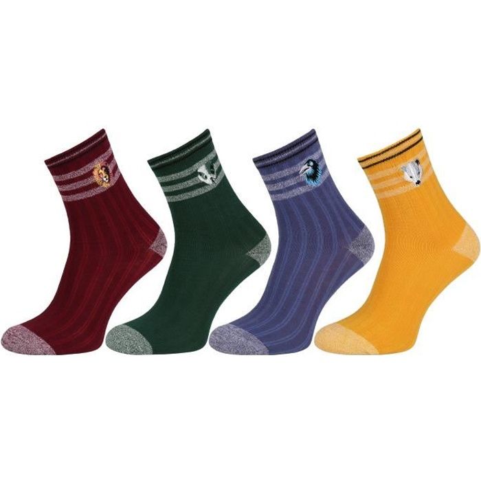 Lot de quatre paires de chaussettes hautes Harry Potter OEKO TEX Vert Cdiscount Pret a Porter