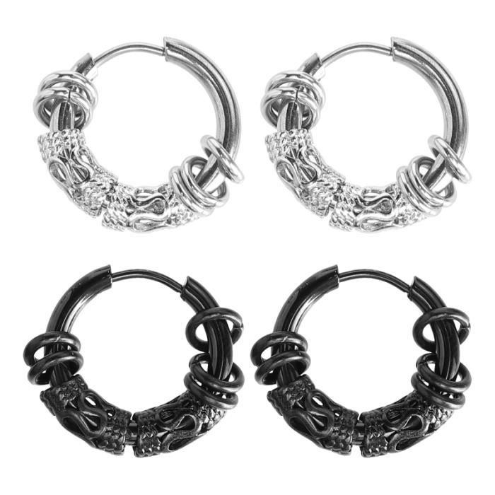 12 Paires De Boucles D'oreilles à Goujon - Acier Titane - Noires Et Argentées - 4 à 9 Mm - Homme Et Femme