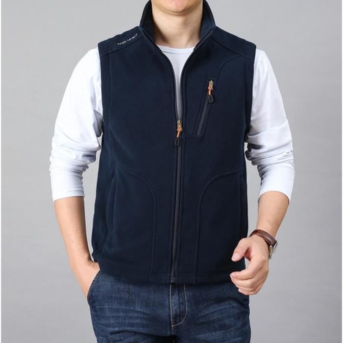 Gilet sans manches en polaire paisse et chaude pour hommes