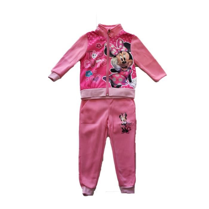 Jogging survetement Minnie rose fuchsia pour enfant Pull zippe 100 polyester rose Cdiscount Pret a Porter