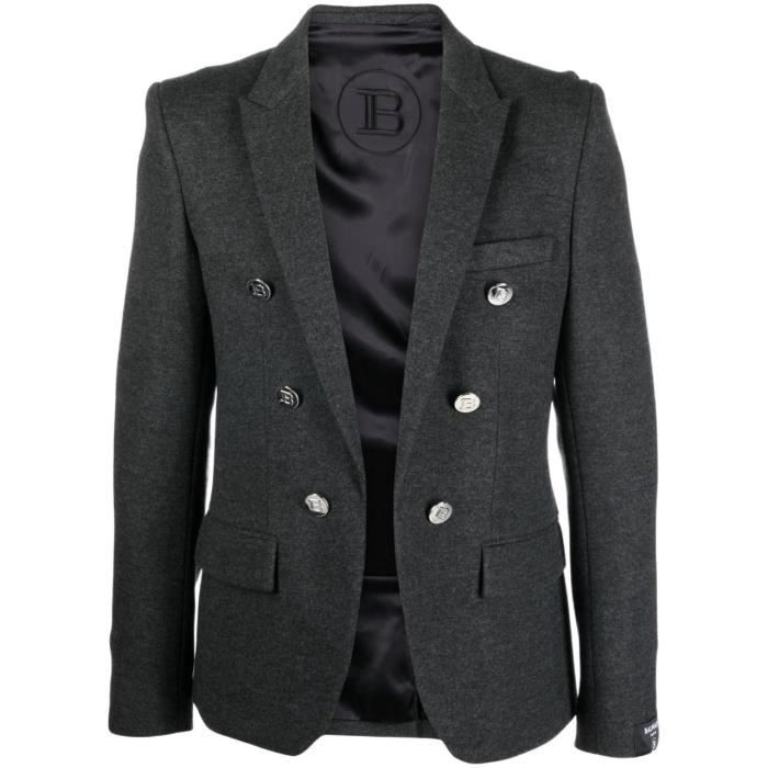BALMAIN HOMME YH0SG005JD879AH GRIS AUTRES MATERIAUX BLAZER Gris Cdiscount Pret a Porter