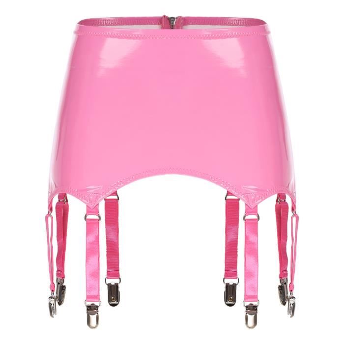 Porte-jarretelles Satin Rose - 6 Sangles, Clips Métalliques - Tailles S à XXL (tour De Taille 26-46 Pouces) - Style Rétro Profond - 11