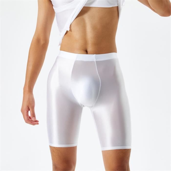 Short de bain WHITE F9039 Homme Soie glacee Brillant a l huile Blanc Cdiscount Pret a Porter
