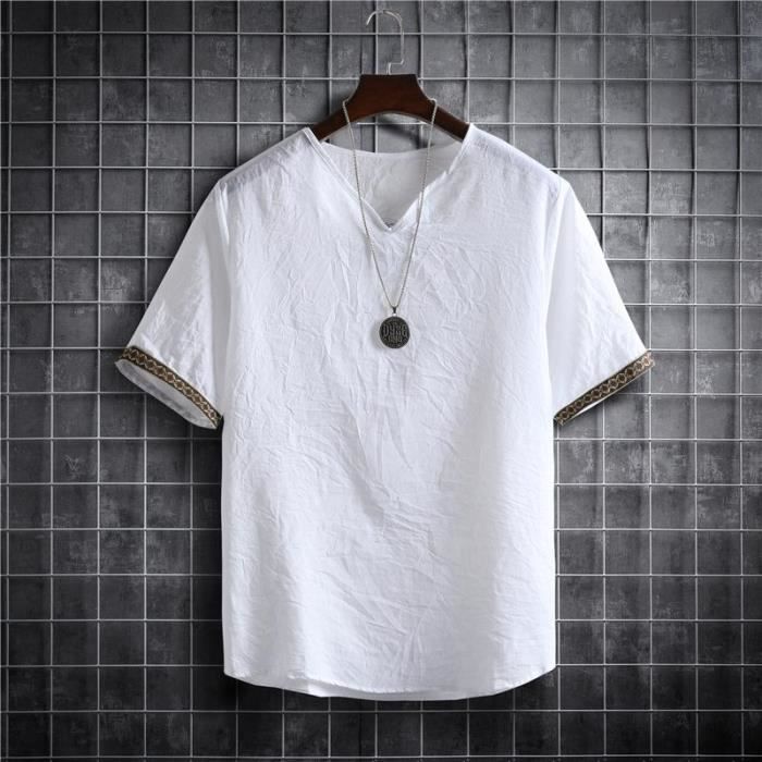 Chemise - chemisette,chemises d'été grande taille hommes document uni mode coréenne hommes à manches courtes - White Shirt