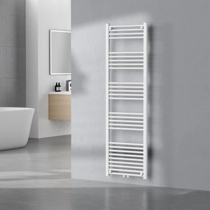 Radiateur sèche-serviettes Voss acier 160 x 50 cm blanc