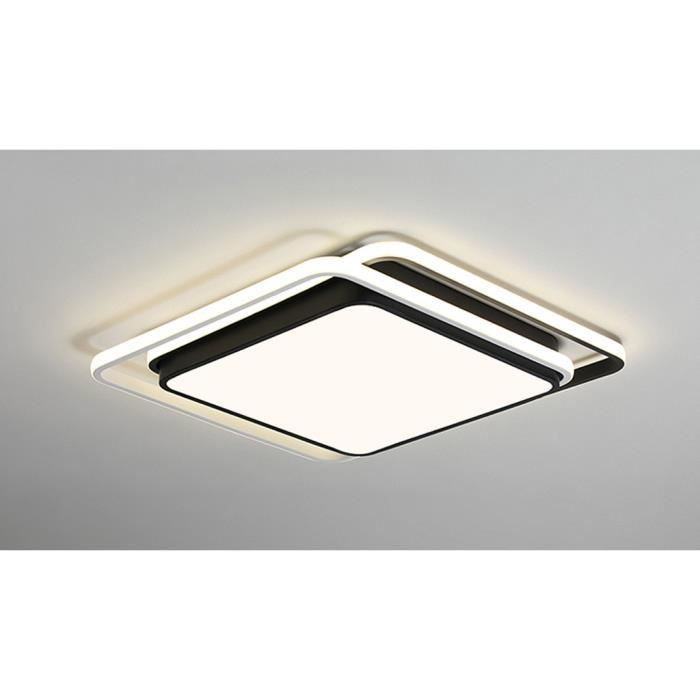 Moderne Plafonnier LED Carré Abat-jour Noir Lampe de Plafond Simple en  Acrylique pour Chambre Bureau Salon Salle à Manger Blanc - Cdiscount Maison