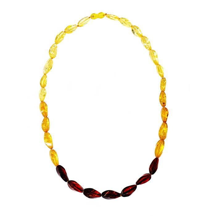Collier Ambre Balte Multicolore – Véritable Pierre Naturelle – 57 Cm – Fait Main – Lituanie