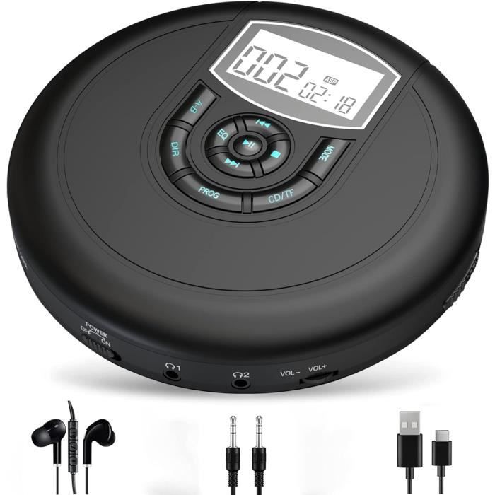 Lecteur Cd Portable Avec HautParleurs Et Double Prise Casque, Lecteurs Cd Rechargeable Avec