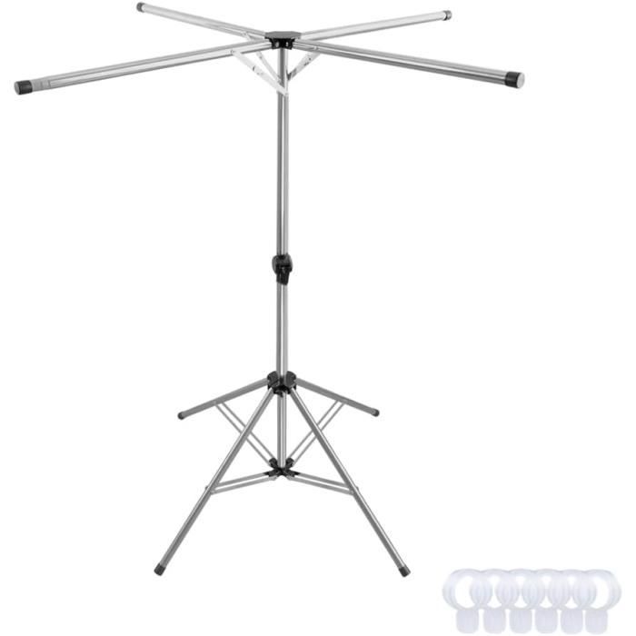 Séchoir à Linge 3 Pieds Suusolny - Pliable Aluminium - 16 Barres - 119cm - Pour Intérieur/extérieur