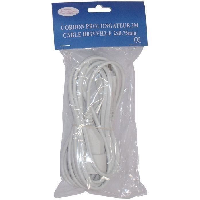 Prolongateur - 2x0.75 mm² - 3 m - blanc