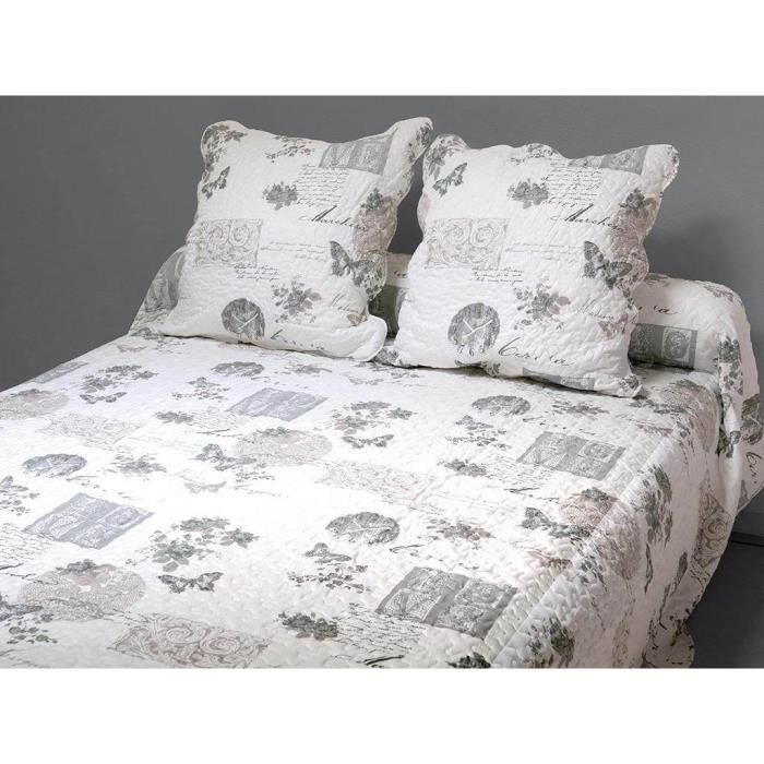 Boutis 240×260 Gris Blanc Pas Cher