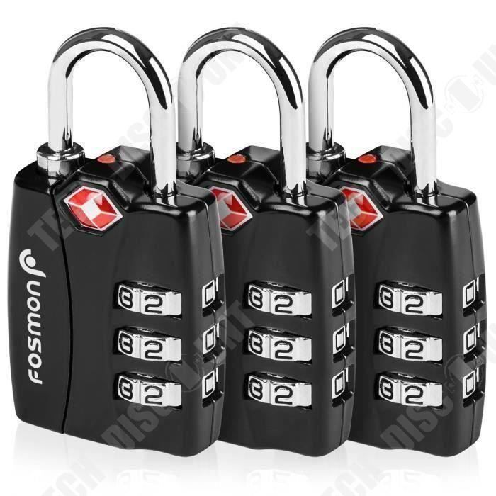 TD® Pack de trois cadenas sécurité Bagages serrures, 3 Chiffres