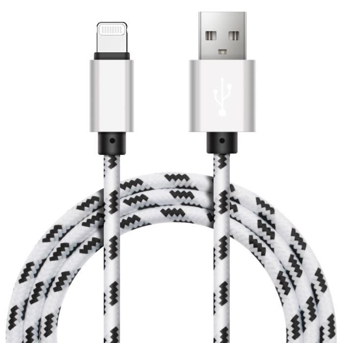 Chargeur pour iPhone SE / iPhone SE (2020) / iPhone SE (2022) Cable USB  Data Synchro Blanc 1m [Lot de 2]