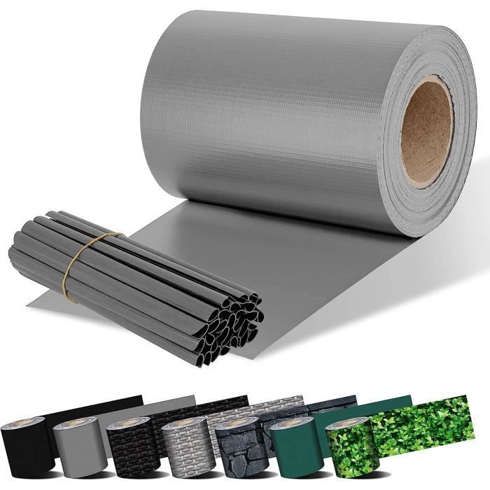 Bande Brise-Vue PVC Pour Clôture Double Fil - 47.5 Mm X 35 M, Gris, 20 Clips Inclus - Protection Intimité Jardin