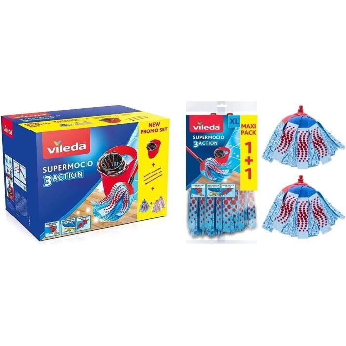 Tête De Balai Rotative + Accessoires Compatible Vileda Turbo - Microfibre, Brosse, Poignée Réglable - 5