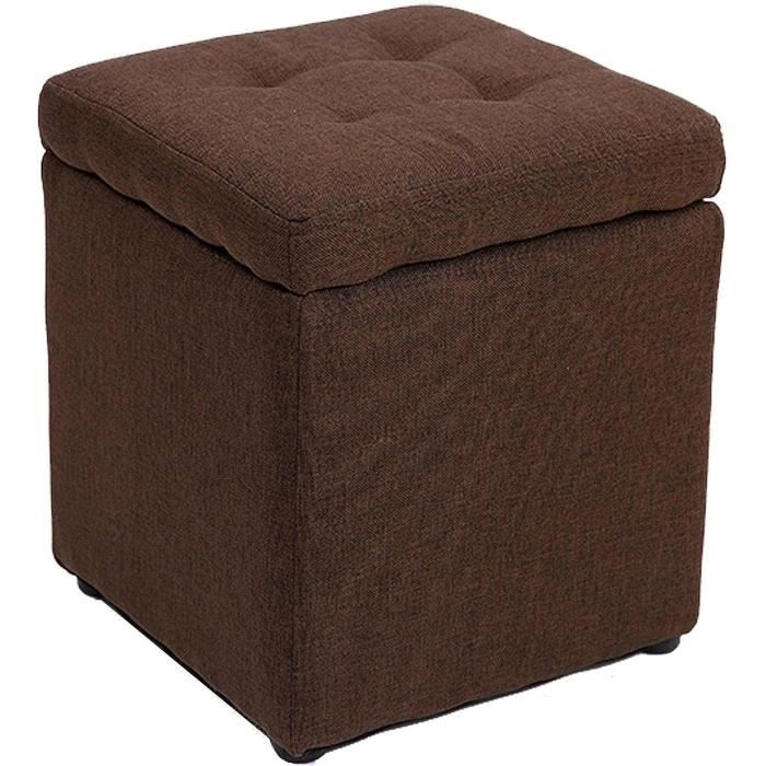 Yawinhe Pouf Ottoman Bois Massif 38x24x29 Cm - Tabouret Canapé Gris, Coussin Moelleux, Style Épuré