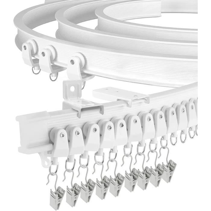 Rail Incurvé Pour Baie Vitrée Rail De Rideau De Plafond Incurvé 3m Blanc – Flexible Et Rail De Rideau Plafond
