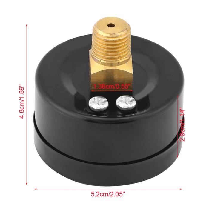 Manomètre Hydraulique Huhudyy - Jauge Pression 0-60 PSI, Filetage 1/8" NPT - Pour Vide Ou Pression
