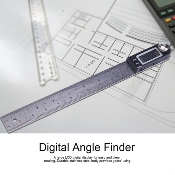 Rapporteur D'Angle Numérique 360° - Règle Digitale LCD 200mm Acier Inoxydable Pour Bricolage