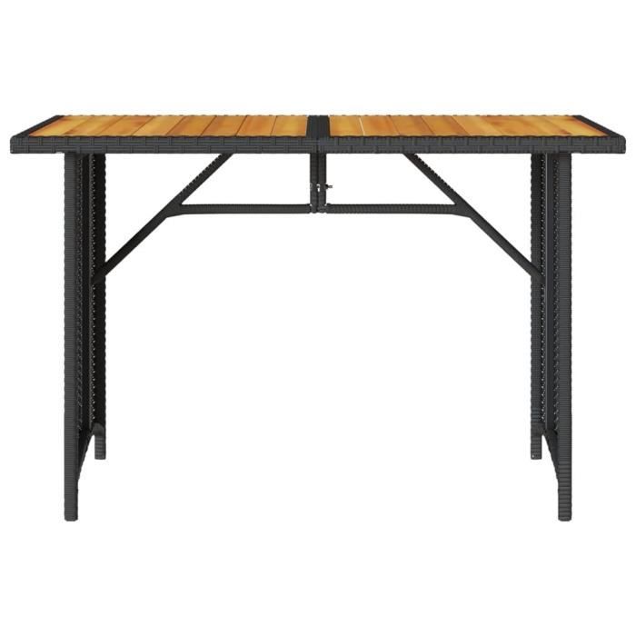 NEUF Table de jardin et dessus en bois noir 110x68x70 cm poly rotin (Noir) ZH6355 Excellent