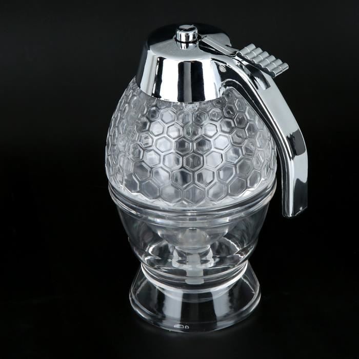Pot Distributeur De Miel Anti-goutte - 10 Oz (environ 300 Ml) En Verre Et Silicone - Pour Thé, Café, Crêpes Et Pain - Design Pratique Avec Levier