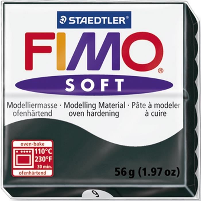 STAEDTLER Pâte à modeler à cuire Fimo Soft bloc 56 g noir