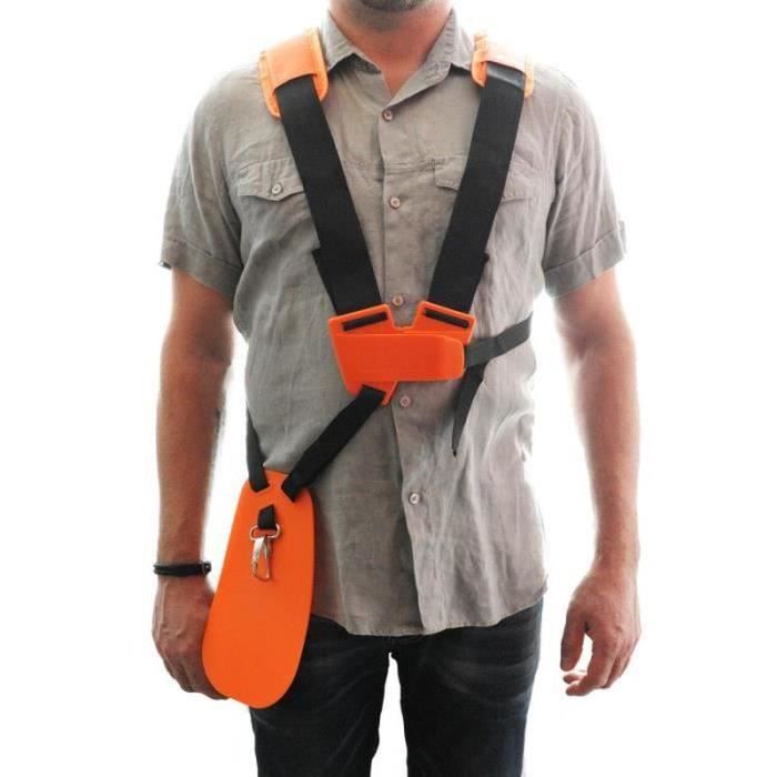 Harnais Double Bretelles Pour Débroussailleuse/tondeuse - Réglable, Coussiné - Orange Nylon - 11