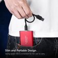 Disque Dur Externe Portable WOSHITE - 4To - Rouge - OTG Type-C USB + Pochette de Stockage en Tissu-1
