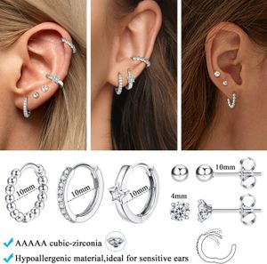 Lot De Boucles D'oreilles à Tige En Acier Inoxydable Chirurgical Avec Dos Plat Hypoallergénique Pour Oreilles Sensibles Pour Homme Et Femme Acier Inoxydable Oxyde De Zirconium, Acier Inoxydable