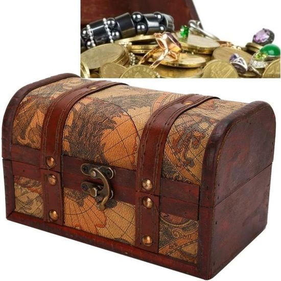 BRYNNBERG coffre au trésor de pirate en bois Dominique 24x20x15cm boîte  de rangement