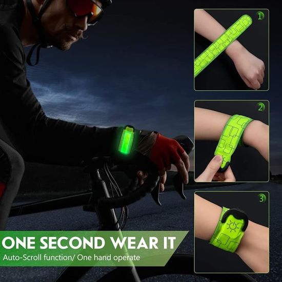 Brassard LED 2 Pièces Rechargeable USB – 5 Couleurs, 3 Modes, Pour Course, Vélo, Cheville, Bras, Et Même Votre Sac !