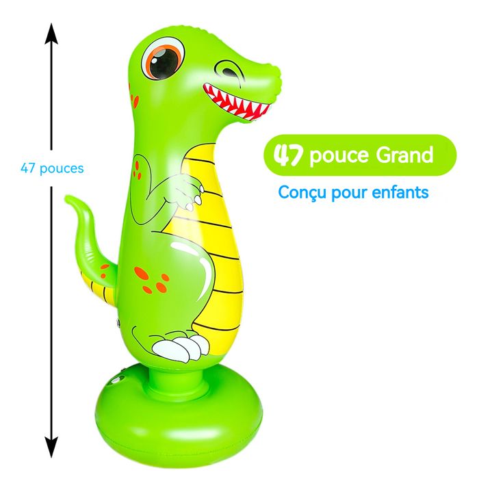 Sac De Frappe Enfant JUOIFIP 160cm - Avec Gants - Dinosaure Gonflable - Pour Karaté, Taekwondo - 3-14 Ans