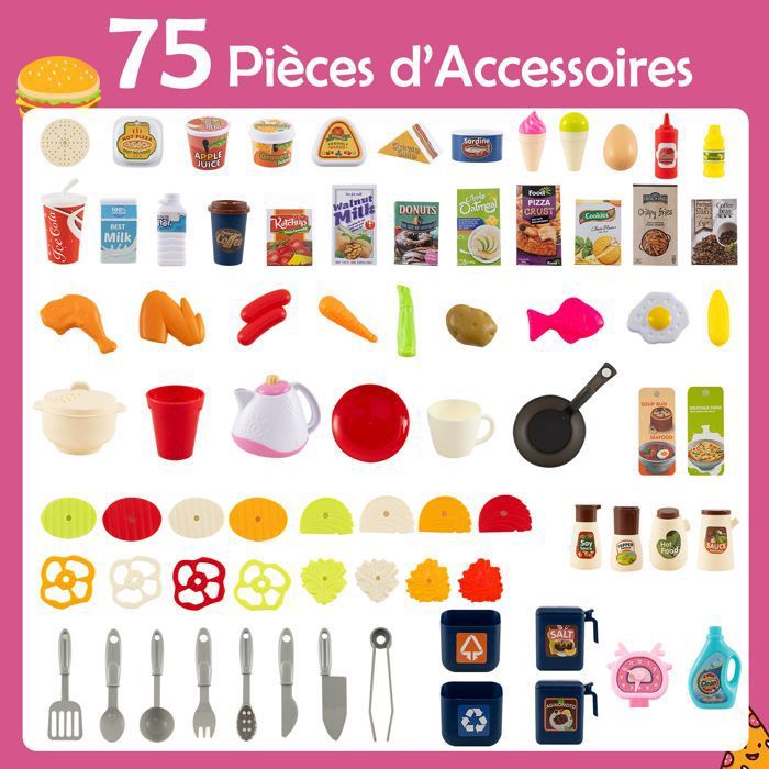 Set Glacier 72 Pièces – Cuisine D’imitation, Boîte Rangement Hamburger – Dès 3 Ans