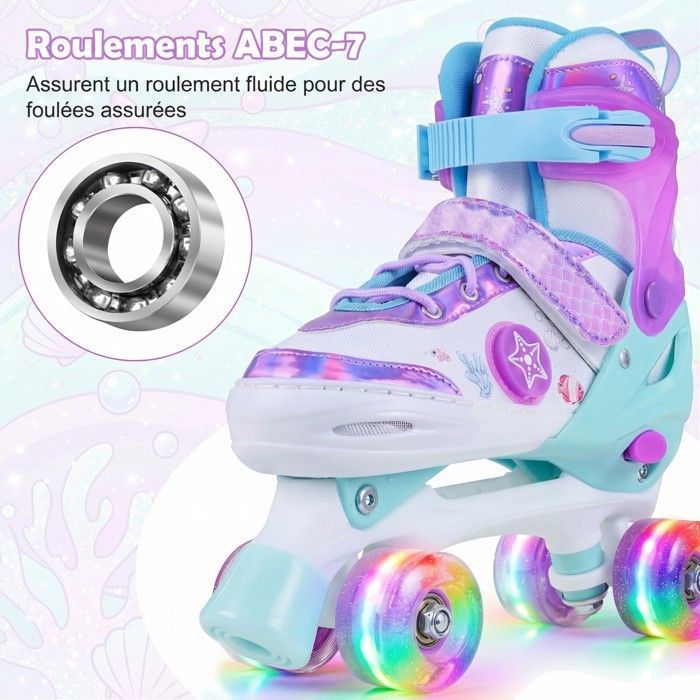 SULIFEEL Patins à roulettes pour filles et garçons avec roues lumineuses, réglables en 4 tailles pour les jeunes enfants et les débutants