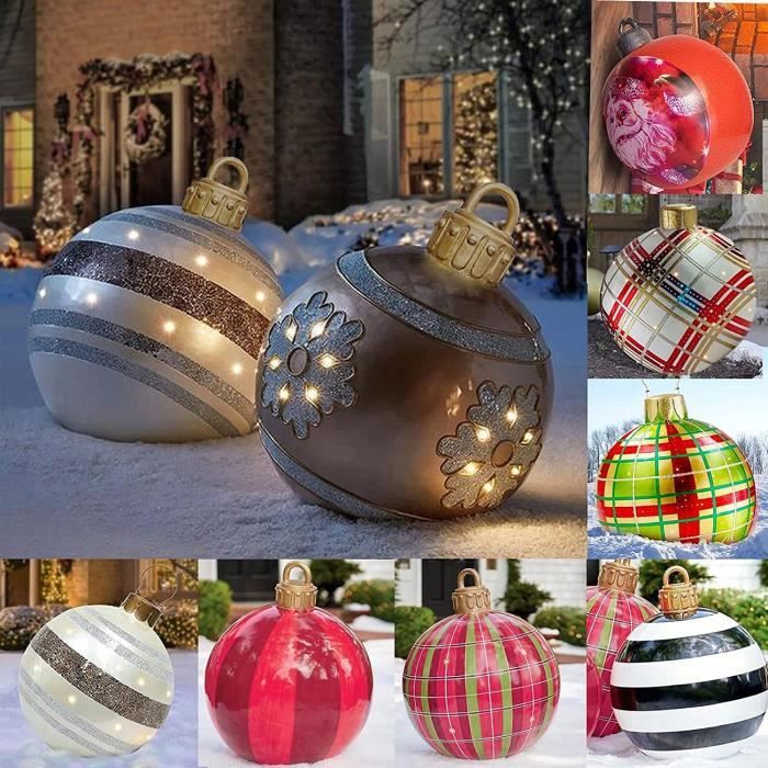 Boule De Noël Gonflable Géante 65 Cm – Décoration PVC Intérieur/extérieur, Argentée, Avec Kit D'ancrage