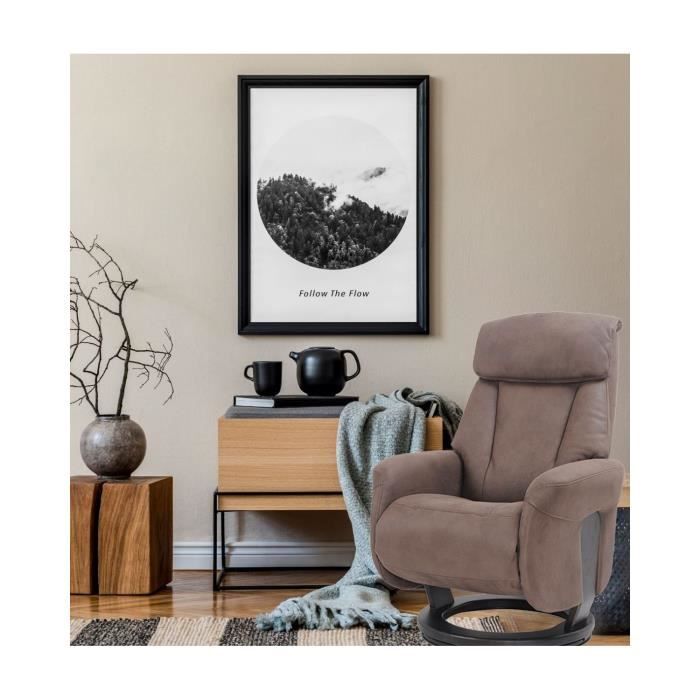 Fauteuil relax manuel en microfibre anthracite et bandes gris clair TALCA Fauteuil relax manuel en microfibre anthracite et bandes gris clair TALCA