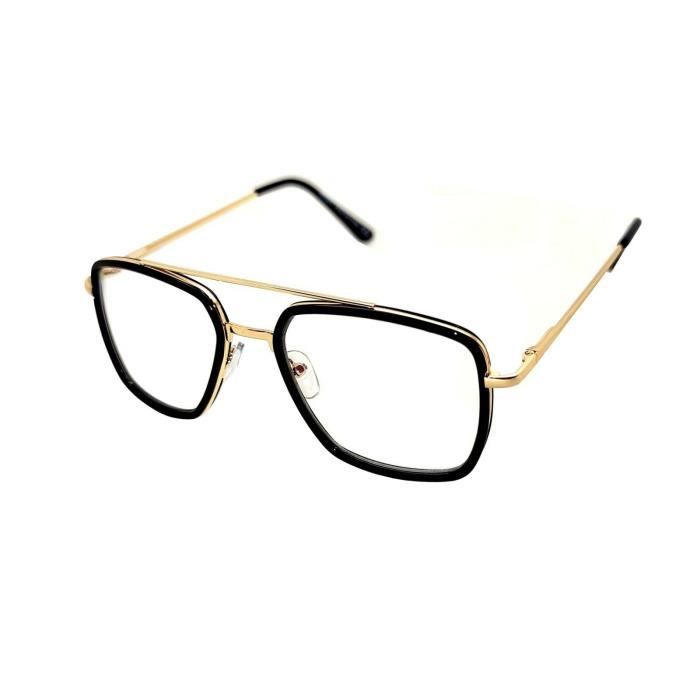 Lunettes VUE Homme Doré Rectangle Pilote Street Luxe Métal SWAG