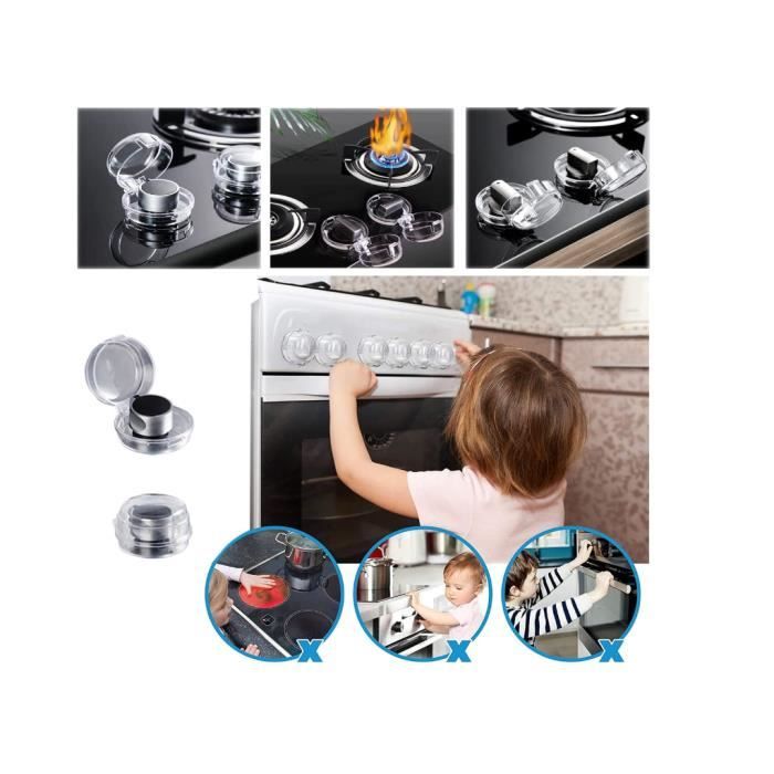 Cache Bouton Cuisinière 6 Pièces Noir - Protection Enfant Et Animal Transparente