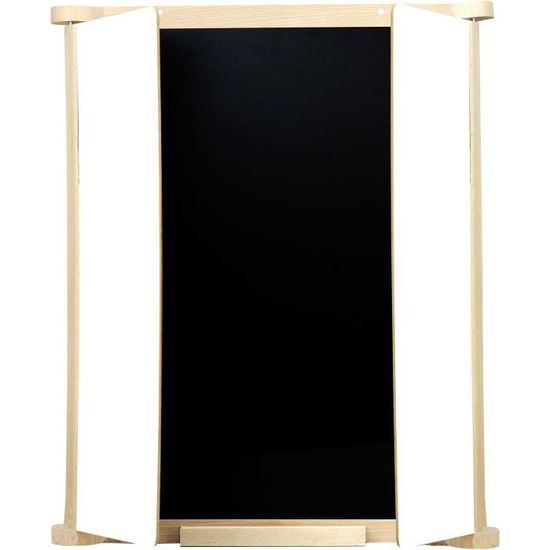 Jeujura - Tableau en Bois Triptyque - Une ardoise centrale magnétique et deux volets pour feutre effaçable à sec et craie - Nombreux Accessoires - A partir de 3 ans - Fabriqué Jeujura - Tableau en Bois Triptyque - Une ardoise centrale magnétique et deux volets pour feutre effaçable à sec et craie - Nombreux Accessoires - A partir de 3 ans - Fabriqué