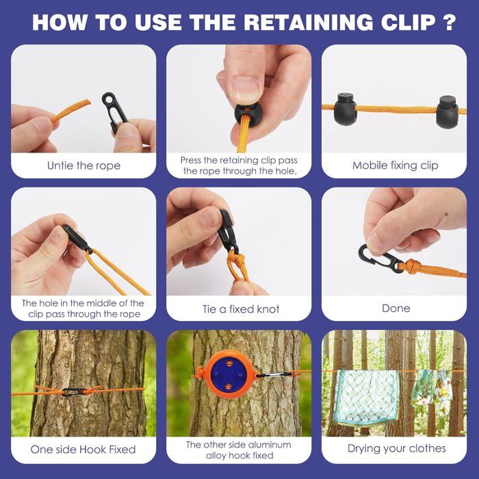 Corde à Linge Portable Colorée Pour Camping, Voyage Ou Jardin - 1,86m Avec Attaches