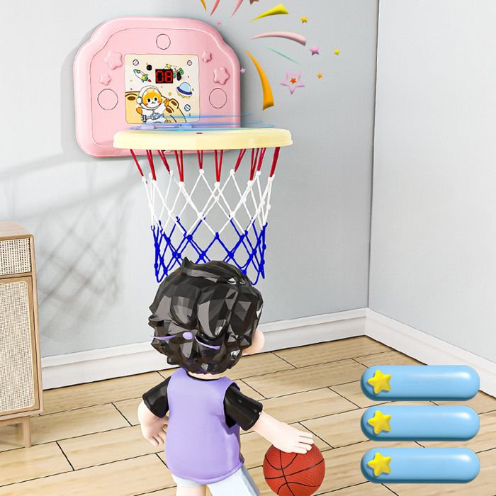 Mini Panier de Basketball Intérieur [pour Porte & Mur] - Petit Panier de Basket avec Fonction Dunk, 4 Ballons, Pompe & Accessoires de Fixation
