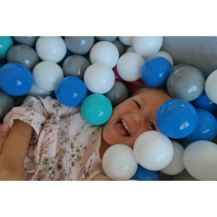 Piscin à balls pour nfant, 90x90 cm, Air d ju + 200 balls blanc, prl, gris au millur prix
