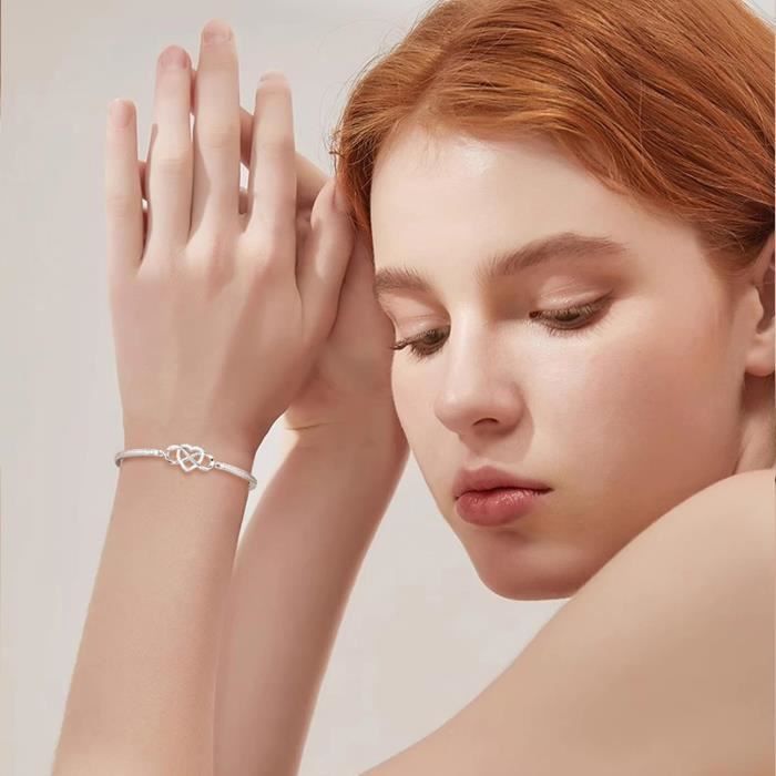 GEORGE SMITH Bracelet Infini Zircon pour Femmes Filles Bijoux Plaque Argent Avec C ur Infini Cadeaux pour Maman epouse Valen43 Achat Vente maillon de bracelet GEORGE SMITH Bracelet Infini