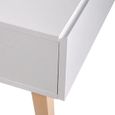 Table basse scandinave blanc satiné avec pieds bois tilleul massif - L 120 x l 60 cm - HOME-3