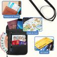 Sac de voyage pour passeport avec blocage RFID, porte-passeport étanche, sangle réglable, portefeuille noir pour femmes et hommes-3