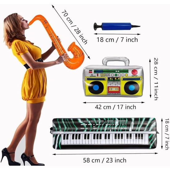 kurtrusly Microphone Couleur Aléatoire Guitare Saxophone en Forme de Radio Instrument de Musique Gonflable Jouet de Décoration de Fête