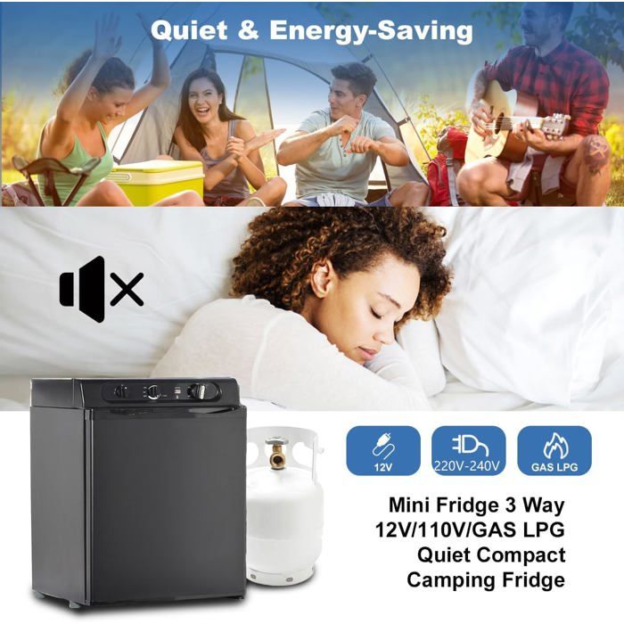 Frigo Gaz/220V SMETA 175L + Congélateur 46L - Absorbtion Silencieux, Pour Camping-Car, Maison, Garage