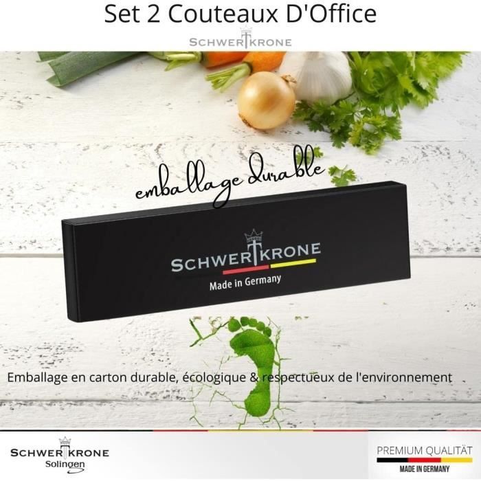 Schwertkrone Couteaux Office Boîte de 4 Couteaux d'Office/Couteau à  légumes/acier inoxydable 7,5 cm/Couteaux de cuisine/couteau fruit/Allemange  - Solingen : : Cuisine et Maison